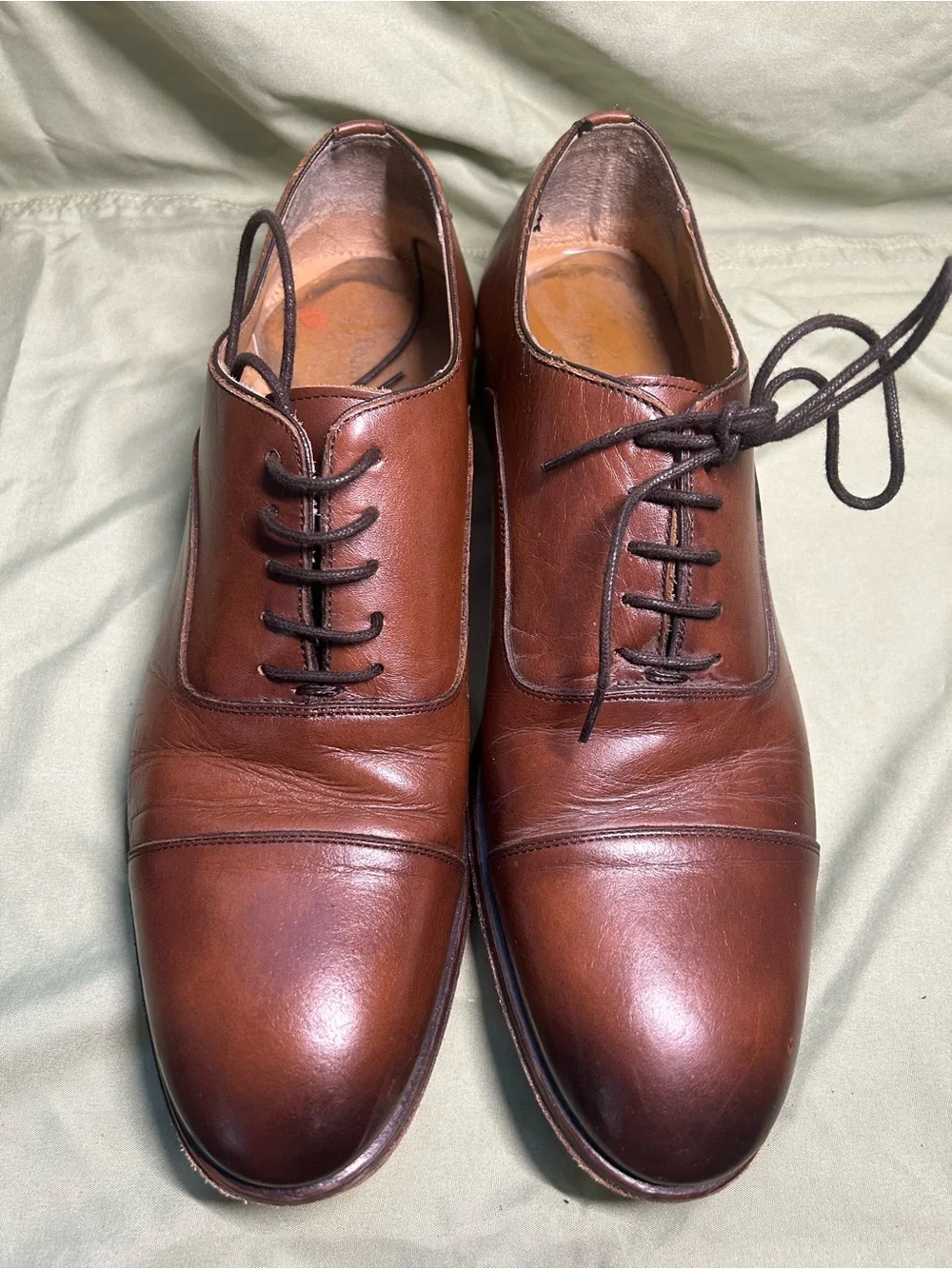 Pedro Del Hiero Men's Oxford Dress Shoes Brown Leather , Size US 9 EU 42